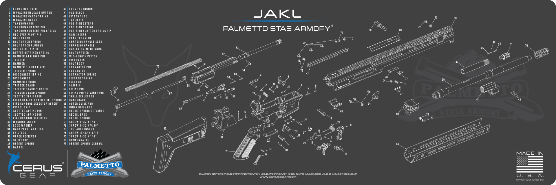 PSA JAKL Rifle Cleaning Mat, 12" x 36" - Palmetto State Armory