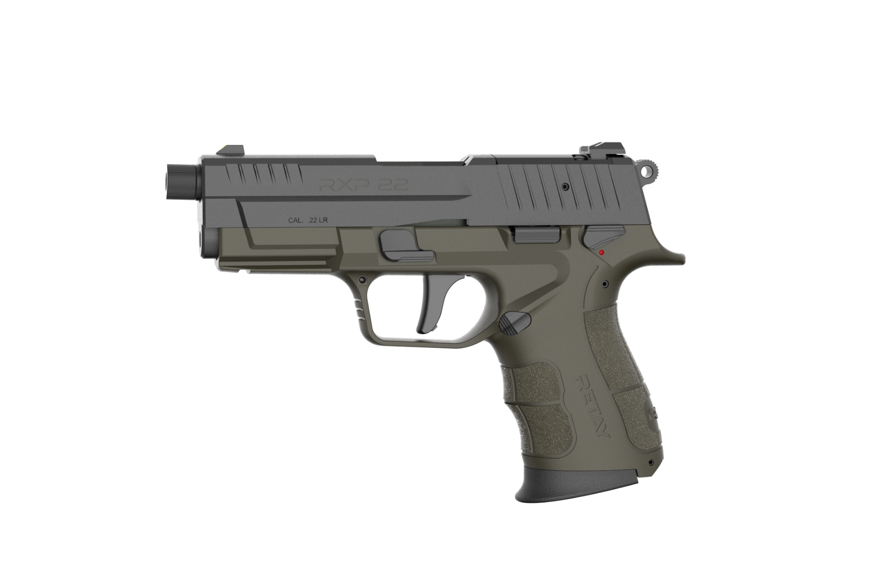 Retay RXP22 Threaded Barrel 22LR W/ (2)13rd Magazines, OD Green / BLK Slide - Retay