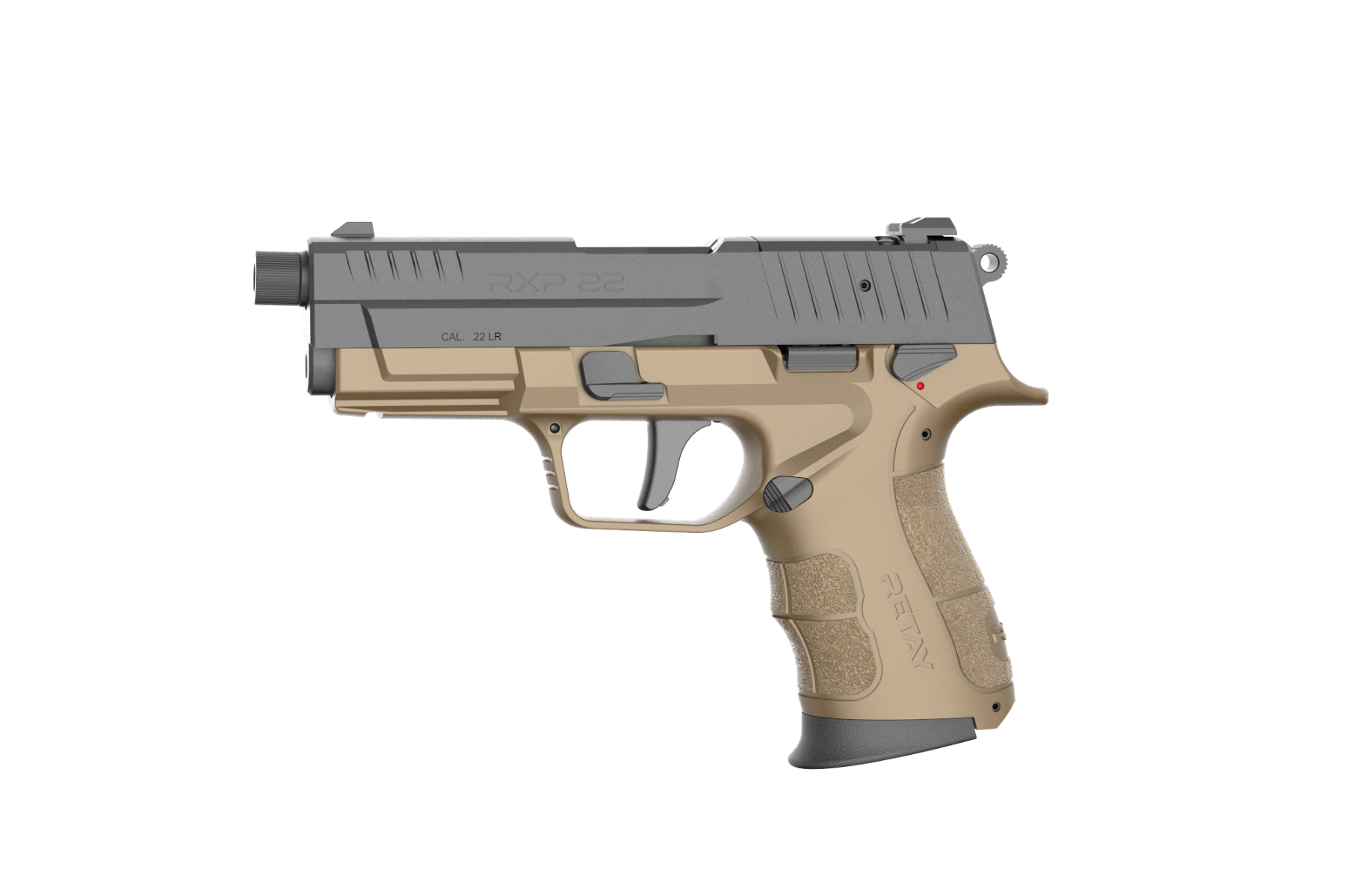 Retay RXP22 Threaded Barrel 22LR W/ (2)13rd Magazines, FDE / BLK Slide - Retay
