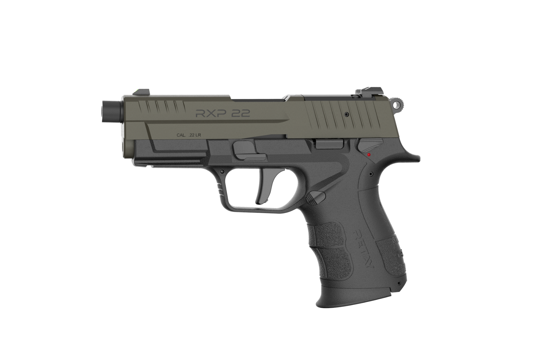 Retay RXP22 Threaded Barrel 22LR W/ (2)13rd Magazines, BLK / OD Green Slide - Retay