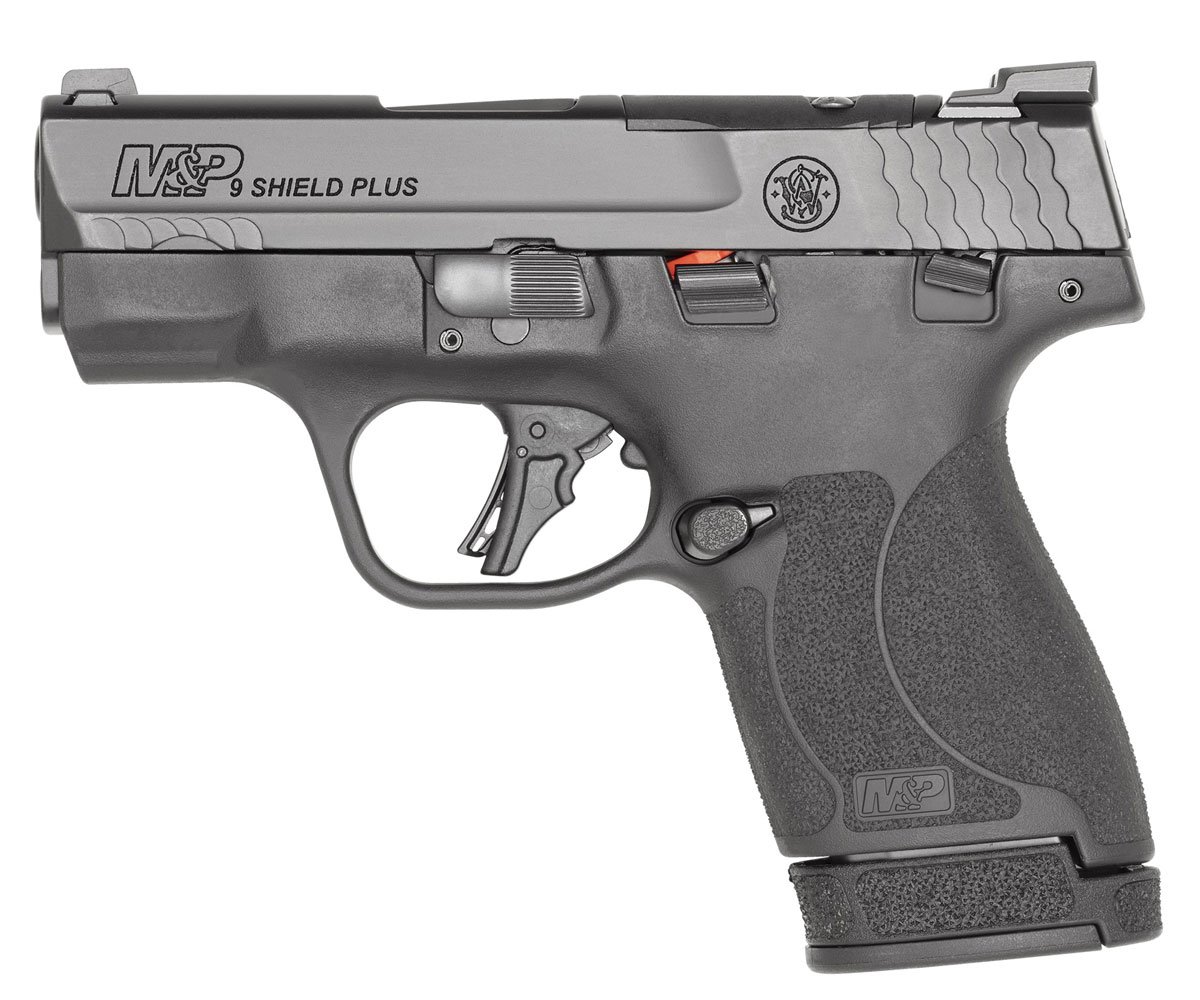 S&W M&P Shield Plus Thumb Safety Optics Ready 9mm Pistol, Black - 13536 - Smith & Wesson
