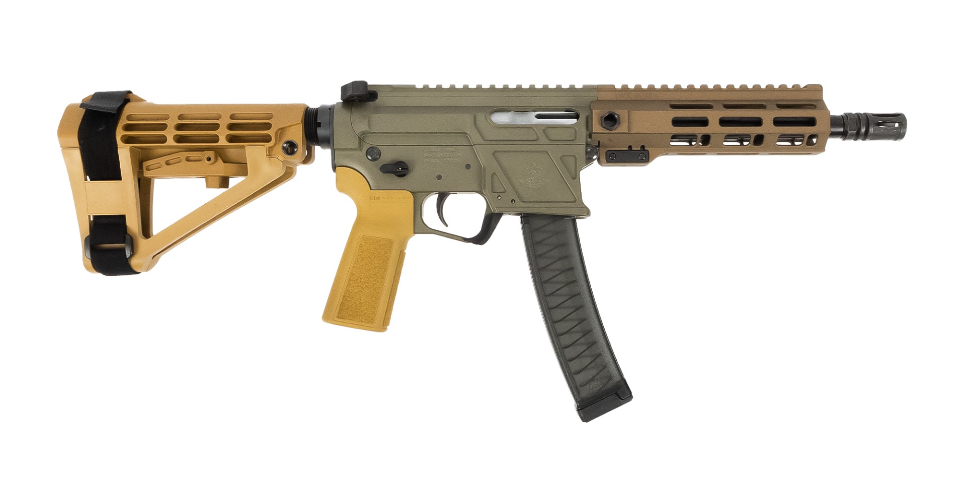 PSA Sabre AR-V 8" 9mm Pistol w/ SBA4 Brace, Moss Green - Palmetto State Armory