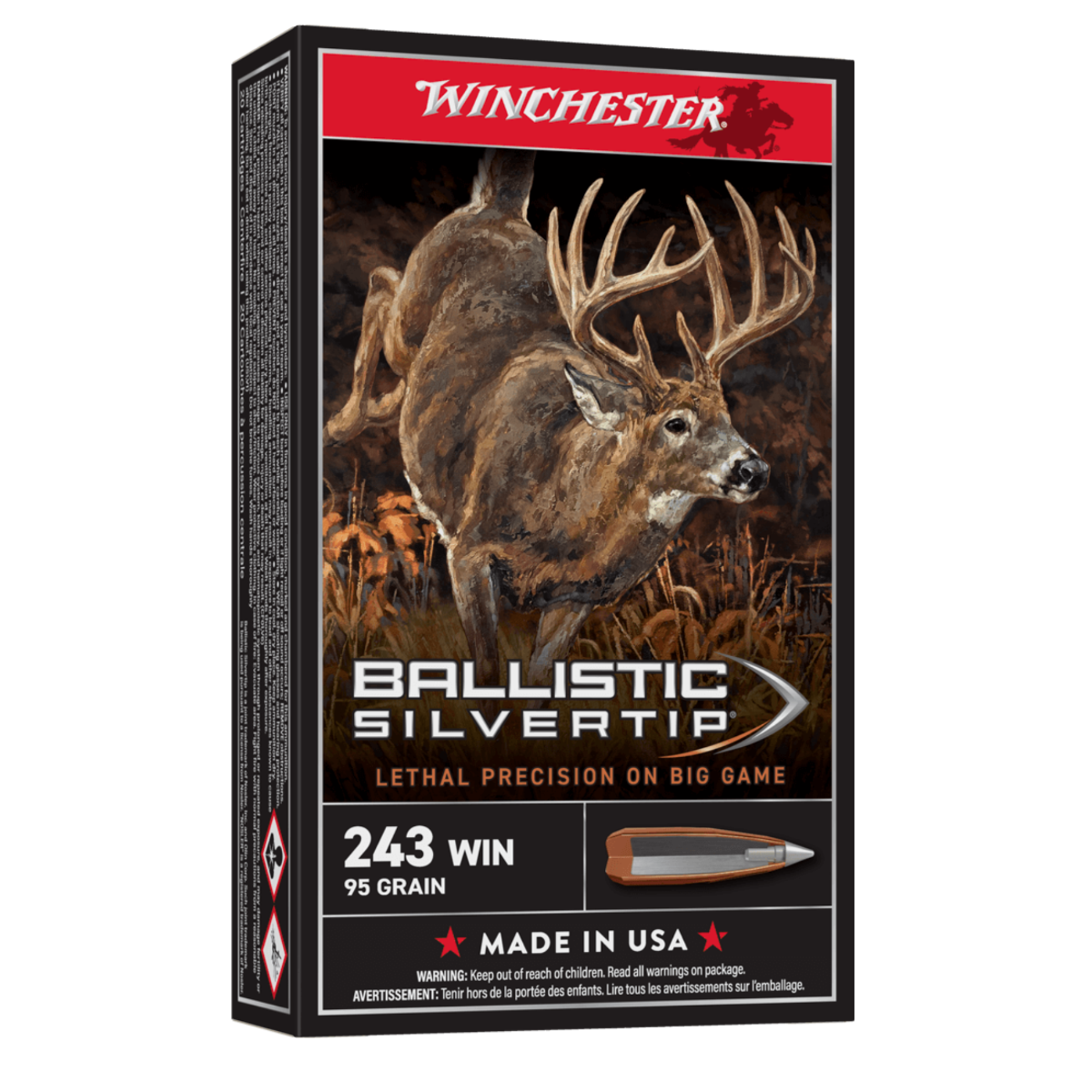 Winchester 243 95gr Ballistic Silvertip Rifle Ammunition 20trds - SBST243A - Winchester