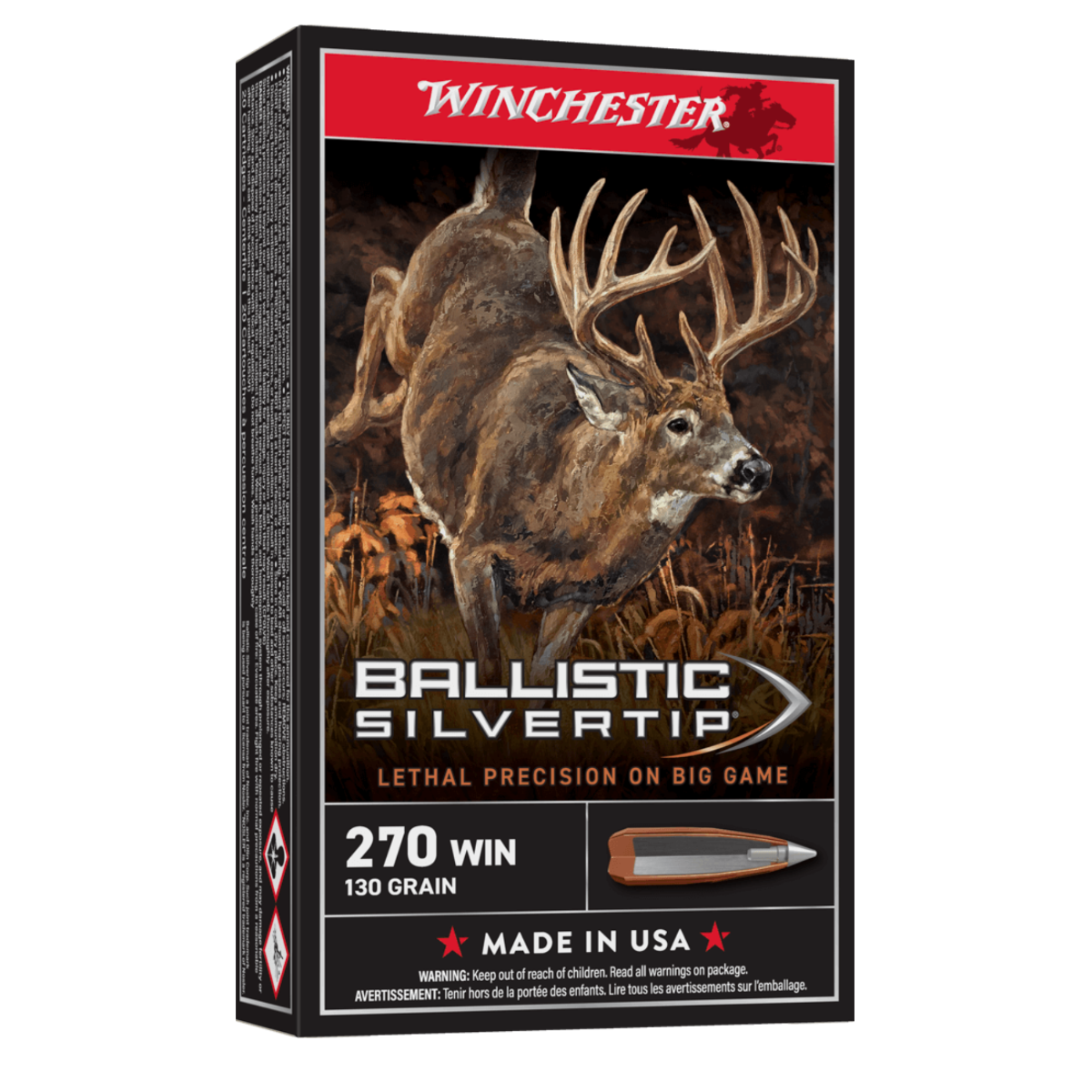Winchester 270 130gr Ballistic Silvertip Rifle Ammunition 20rds - SBST270 - Winchester