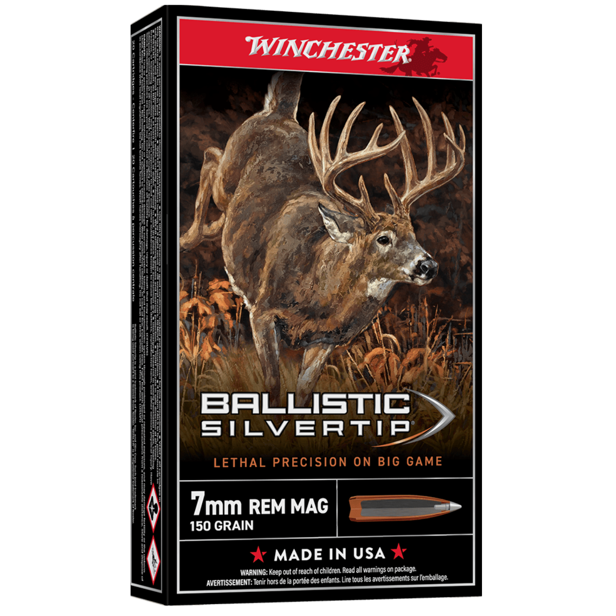 Winchester 7mm Rem Mag 150gr Ballistic SilverTip Rifle Ammunition 20rds - SBST7 - Winchester