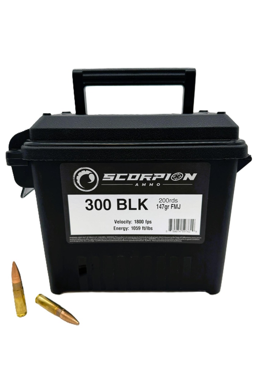 Scorpion Ammunition 300 BO 147gr 200rd Ammo Can - 300B147FMJ-S200