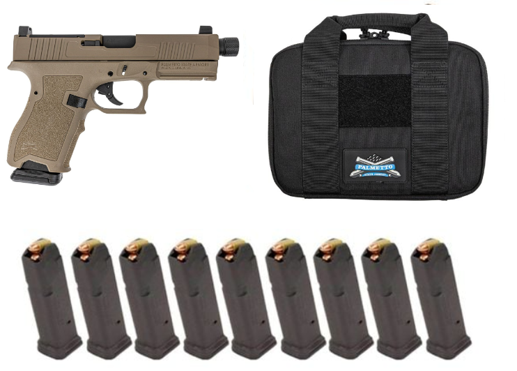 PSA Dagger Compact 9mm RMR Pistol W/Threaded Barrel, 10 - 15rd Magazines, & Pistol Case, Flat Dark Earth