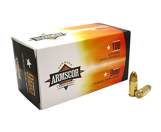 Armscor 9mm Ammo 115 Grain FMJ 100rds - 50444 - Armscor