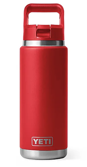 YETI Rambler 26 oz Bottle with Straw Cap, Rescue Red