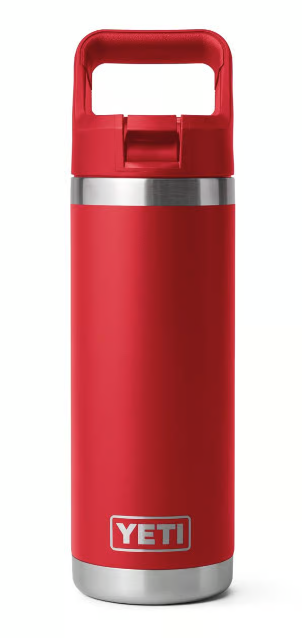 YETI Rambler 18 oz Bottle with Straw Cap, Rescue Red