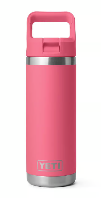 YETI Rambler 18 oz Bottle with Straw Cap, Tropical Pink