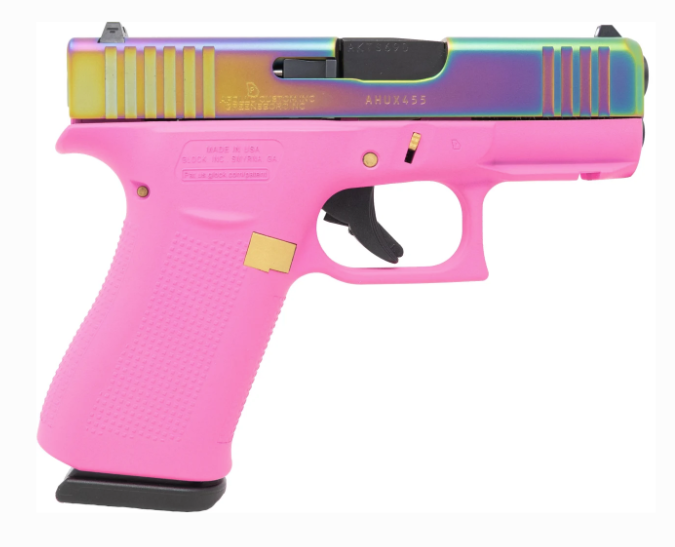 Glock 43X 9mm 3.41" 10rd Pistol, Pink / Rainbow - 79326 - Glock