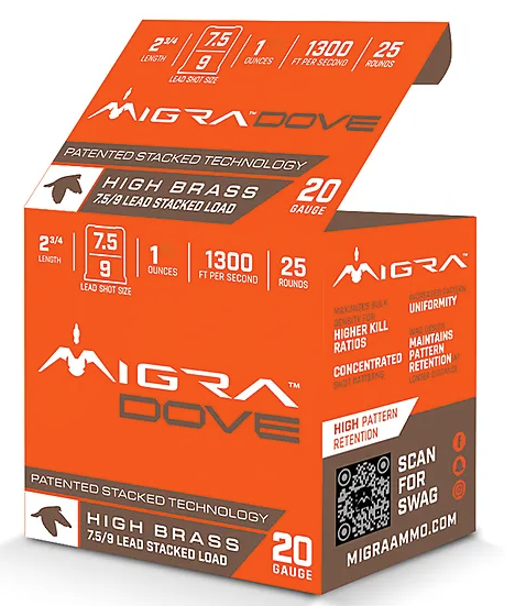 Migra Dove 20GA 2-3/4 1oz 7.5-9 Shot - M20LF7.5-9 - Migra Ammunition
