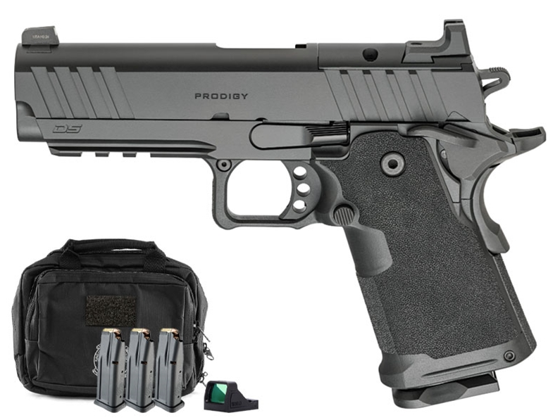 Springfield 1911 Prodigy Compact 4.25" 9mm 15rd Pistol Package with Viridian RFX11 Green Dot Optic, Black - PH9116AOS-PAC - Springfield Armory