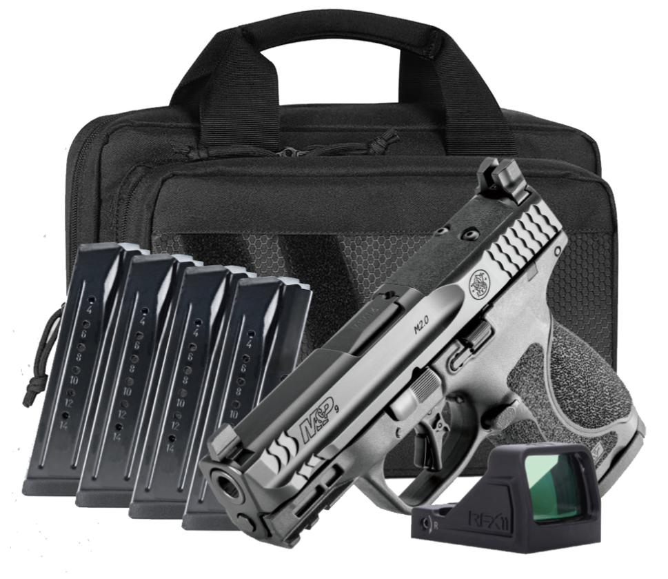 Smith & Wesson M&P 9 M2.0 Compact O.R 3.6" 9mm (5)15rd Pistol Bundle w/ Savior Bag, Black - 14781 - Smith & Wesson