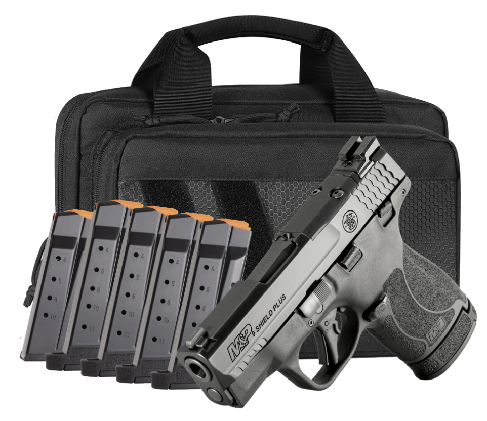S&W Bundle M&P 9 Shield Plus OR 3.1" 9mm 10/13rd Pistol with Savior Bag and 6 Total Mags - 14724 - Smith & Wesson