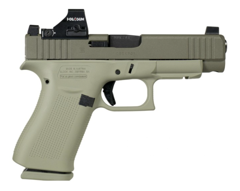 Glock 48 MOS 9mm 10rd Pistol w/Holosun 407K, "Debo" Green - PA4850204NODGHS - Shark Coast Tactical