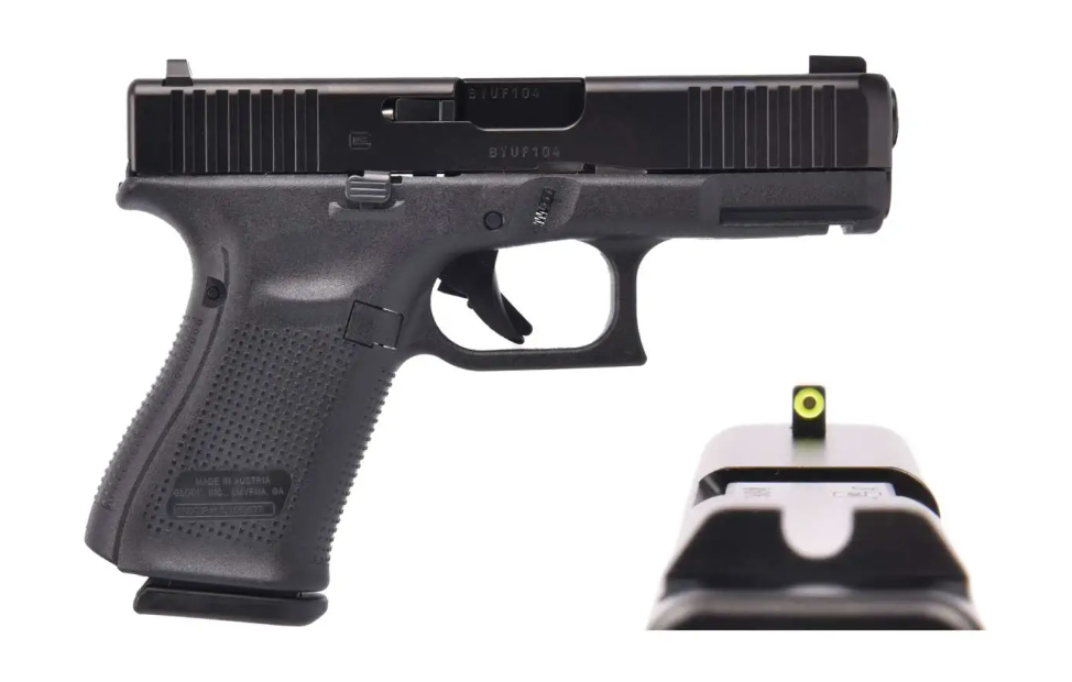 Glock 19 Gen5 9mm Pistol 4.02" 15rd ,Black, Ameriglo Ultimate Carry Sights -Green Tritium Front Sight with Lumigreen Outline- PA195S303UC - Glock