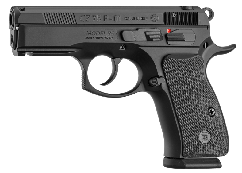 CZ 75 P-01 50th Anniversary 3.75" 9mm 15rd Pistol, Black - 91297 - Cz