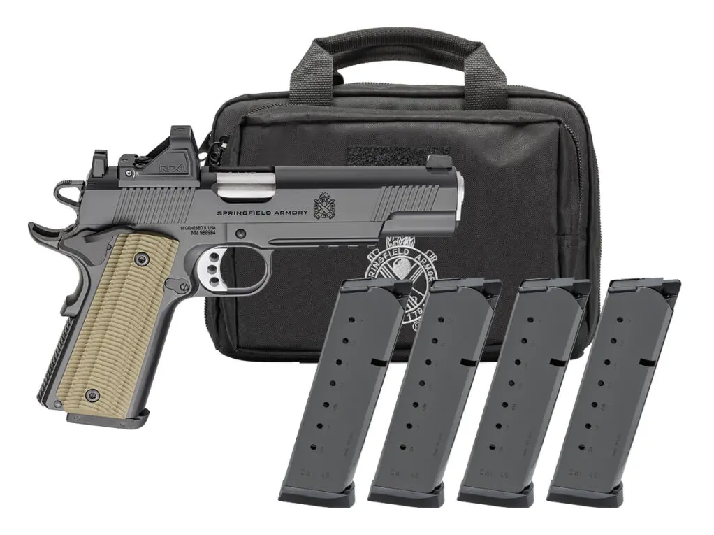 Springfield 1911 Operator AOS 5" .45 ACP 8rd Pistol, Black - Gear Pac - PO9230AOS-PAC - Springfield Armory