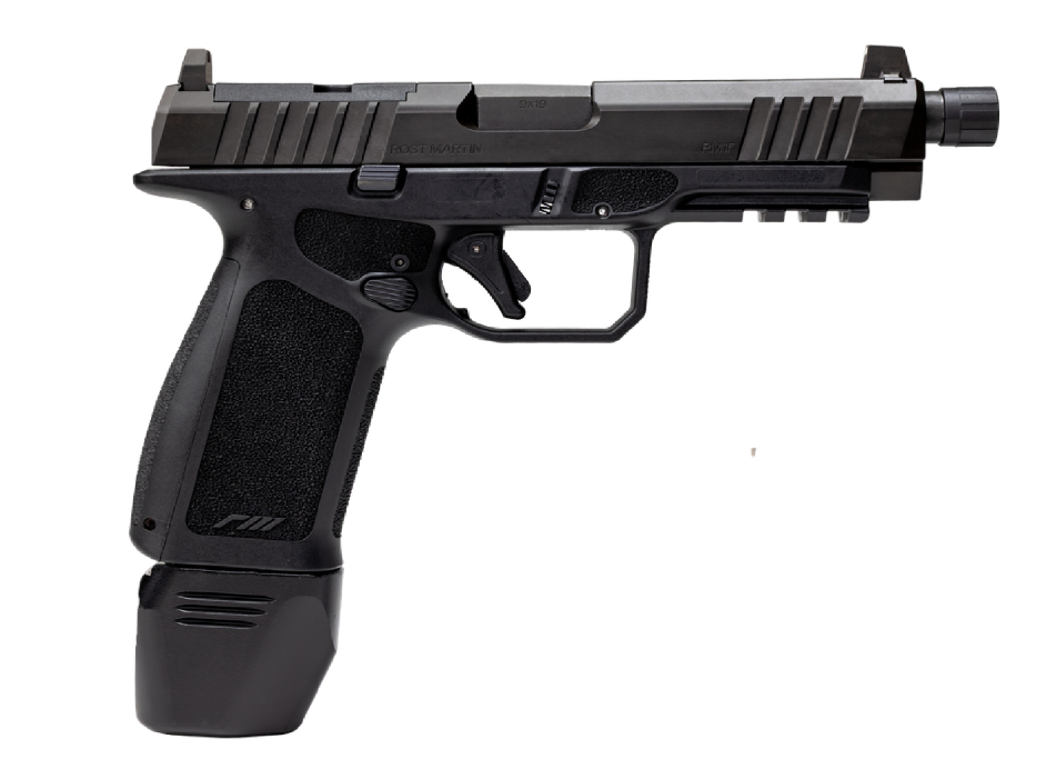 Rost Martin RM1F Tact 4.5in 9mm OR 17rd/24rd Handgun, Black - RM1FBLKOSPT - Rost Martin