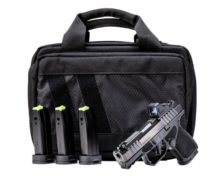 Rost Martin RM1S Comp 3.6" 9mm O.R. (1)12rd/(3)15rd Handgun Bundle, Black w/ Viridian RF11 Green Dot and Bag - RM1SBLKOSP(COMP)SPL - Rost Martin