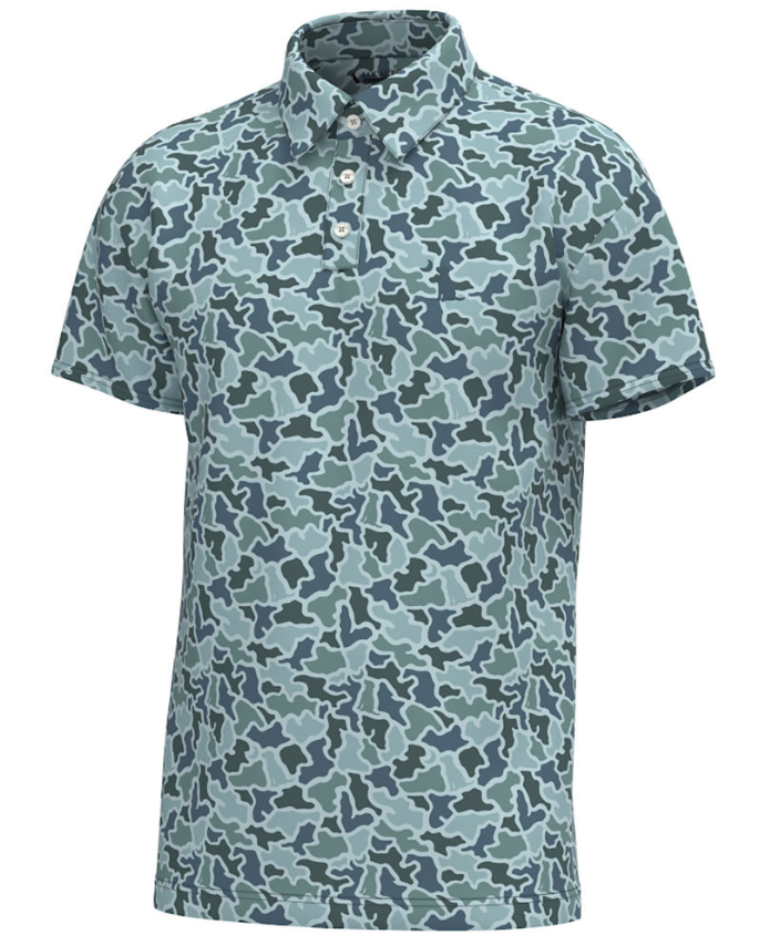 Local Boy Dirty Myrtle Polo, Blue Dog & Moon Camo - 3X-Large