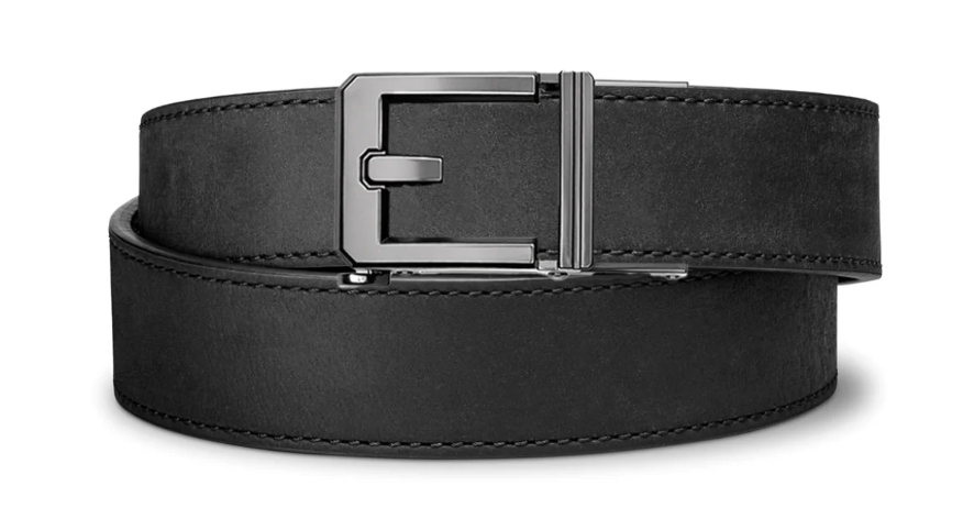 Kore Essentials Buffalo Leather Gun Belt, Black - X3 Gunmetal Buckle - X3-WESTBLK