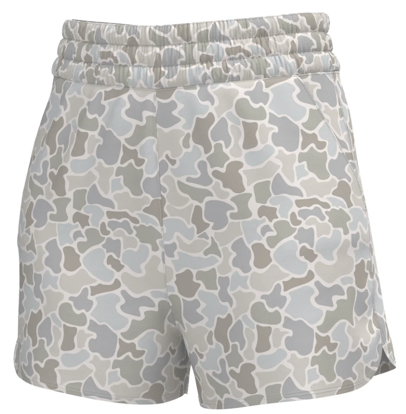 Local Boy Local Girl High Waisted Volley Shorts, Forest Camo Saltwater - Extra Small