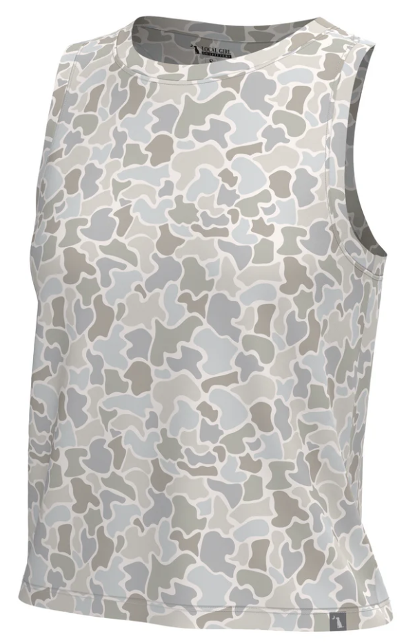 Local Boy Local Girl Muscle Tank 2.0, Forest Camo Saltwater - Small