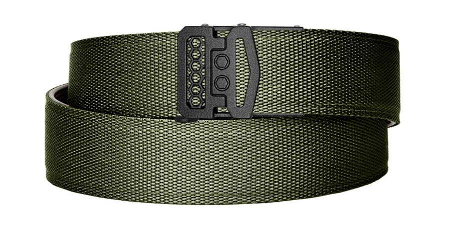 Kore Essentials Tactical Nylon Gun Belt, Ranger Green - X10 Black Buckle - X10-TACGRN