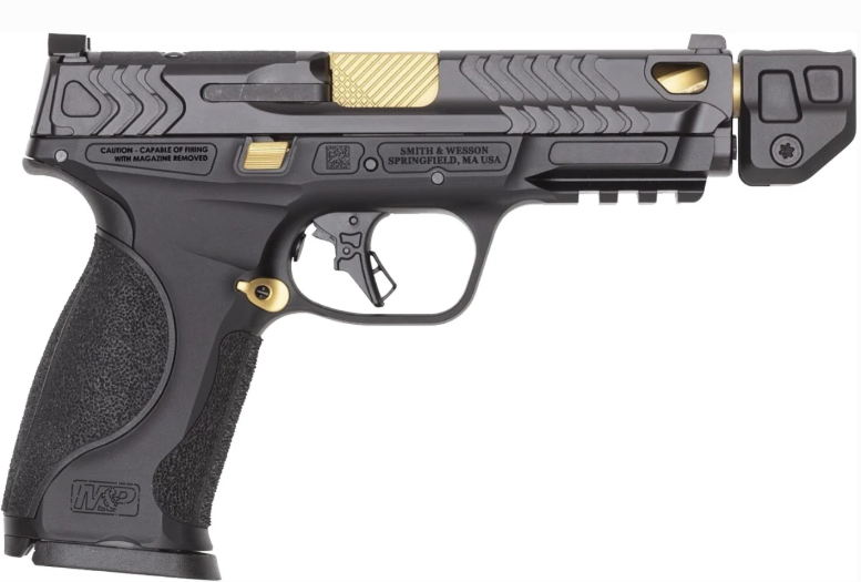 S&W M&P9 PC Metal OR COMP 4.9" 9mm (3)23rd Pistol, Black/Gold - 14619 - Smith and Wesson