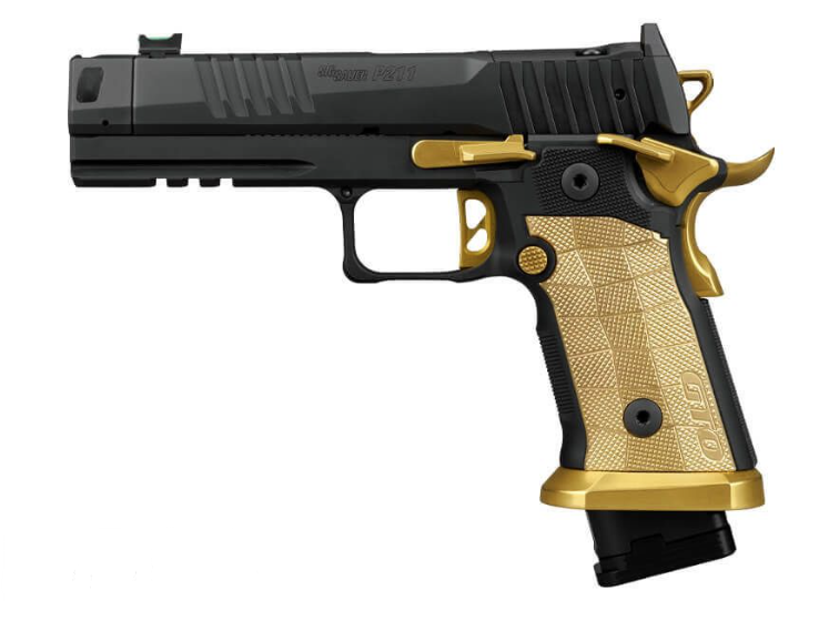 Sig Sauer P211 4.4" 9mm Comp Handgun, Black/Brass - 211F-9-GTO-SC