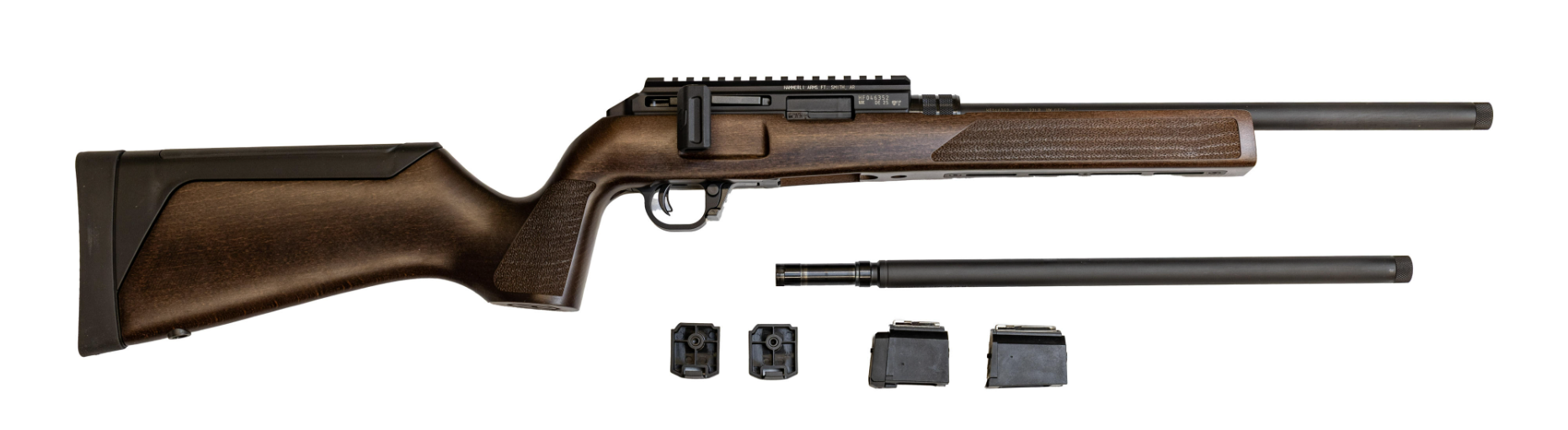 Walther Hammerli Force B1 16.1" .22lr 10rd Rifle W/ .22WMR Barrel Conversion Kit, Wood Classic Brown - 5800100COMBO