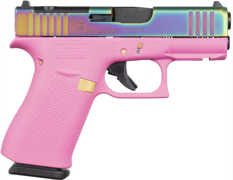Glock 43X MOS 3.41" 9mm 10rd Pistol, Pink Rainbow - 79326PFRMOS