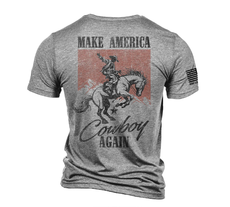 Nine Line Apparel Nine Line T-Shirt Make America Cowboy Again, Athletic Grey - Large