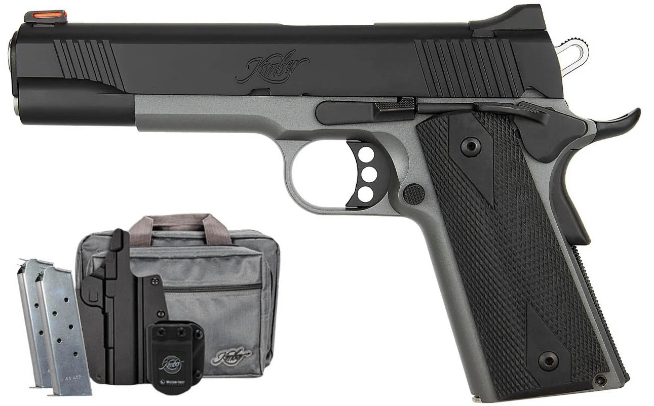 Kimber 1911 Custom LW Shadow Ghost Bundle 5" 45acp 8rd Pistol, Gray / Black - 3700891 - Kimber