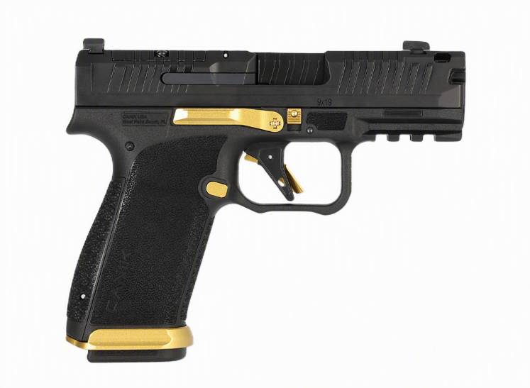 CANIK Mete MC9 Prime 3.6" Comp'd OR 9MM (2)17rd Handgun w/ Gold Accents and GOA Challenge Coin - HG8693G-N - Canik