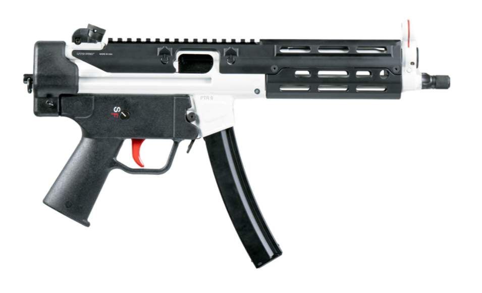 PTR 9B 8.86" 9MM 30rd Pistol, Galactic White w/ Red & Black