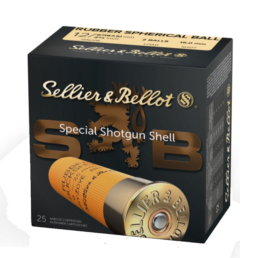Sellier & Bellot 12ga 2 3/4" Rubber Ball Shotsell Ammunition 25rds SB12RBB - Sellier & Bellot Ammunition