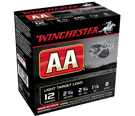 Winchester 12ga 2.75 1-1/8oz #8 AA Light Target Load Shotshell Ammunition 25rds - AA128