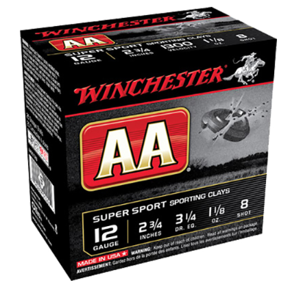 Winchester 12ga 2.75" 1-1/8oz #8 AA Super Sport SC Shotshell ammunition 25rds - AASC128 - Winchester