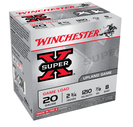 Winchester 20ga 2.75" 7/8oz #8 Super-X Shotshell Ammunition 25rds - XU208 - Winchester
