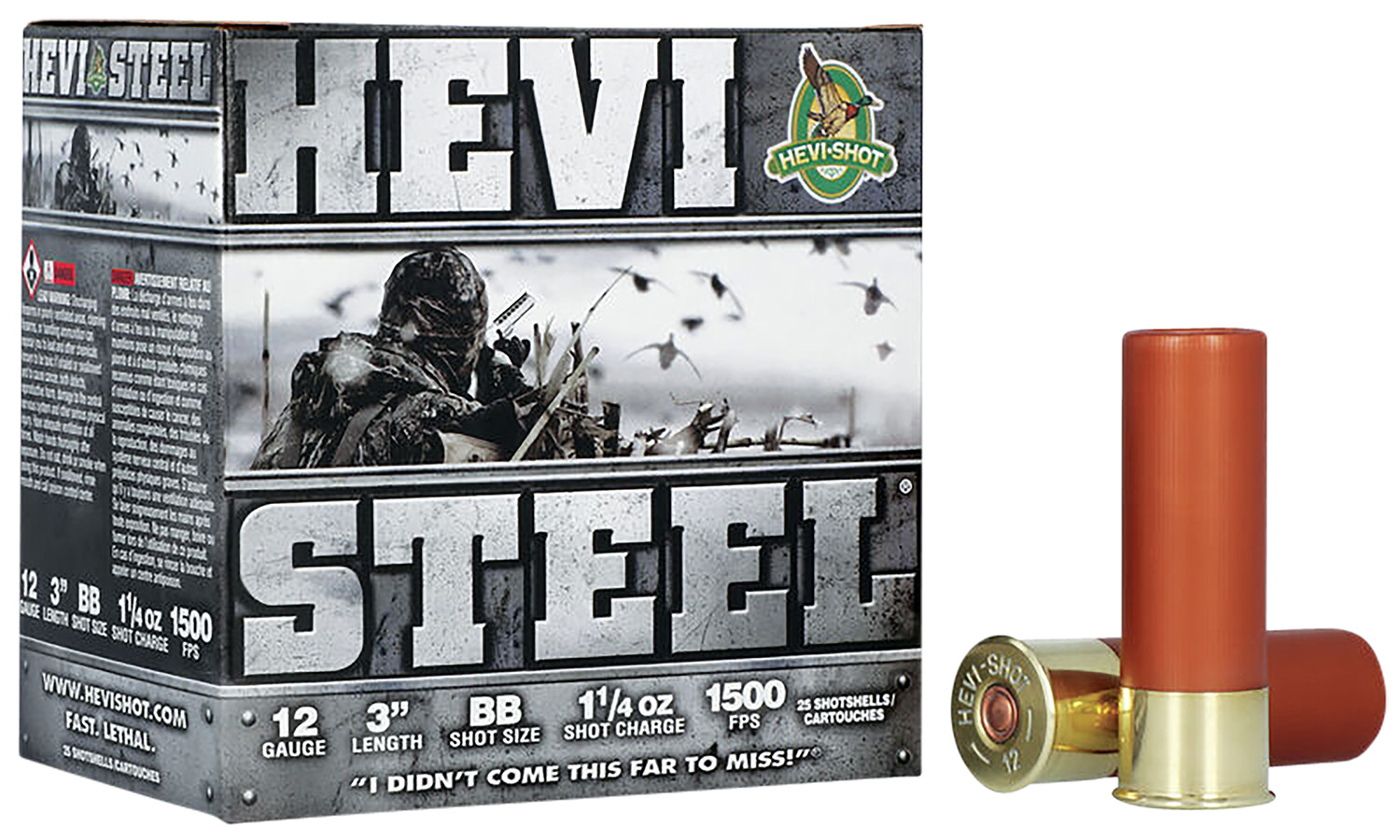 Hevi-Shot 12ga 3" 1-1/4oz BB HEVI-Steel 25 Rounds Shotshell Ammunition - 60088 - Hevi-Shot