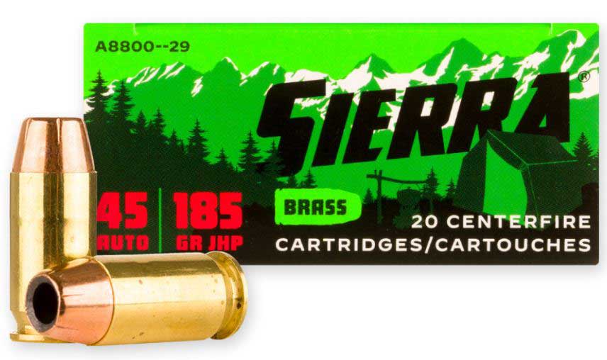 Sierra Outdoor Master 45 Auto Ammo 185 Grain JHP, 20rds - A8800--29 - Sierra