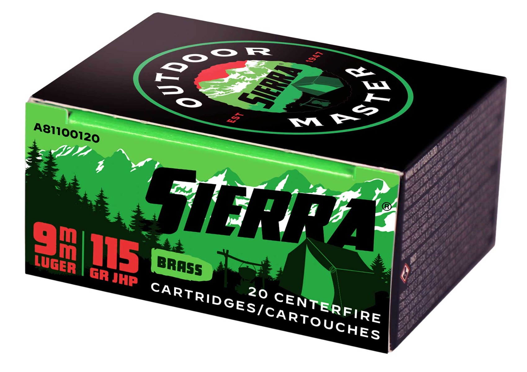 Sierra Outdoor Master 9mm Ammo 115 Grain JHP, 20rds - A81100120 - Sierra