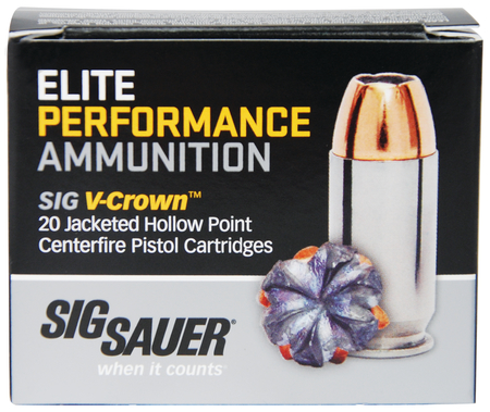 Sig Sauer 10mm 180gr JHP V-Crown Elite Performance Ammunition 20rds - 10MM1-20 - Sig Sauer