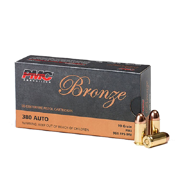 PMC Bronze .380 Ammo 90 Grain FMJ 50rds - 380A - Pmc