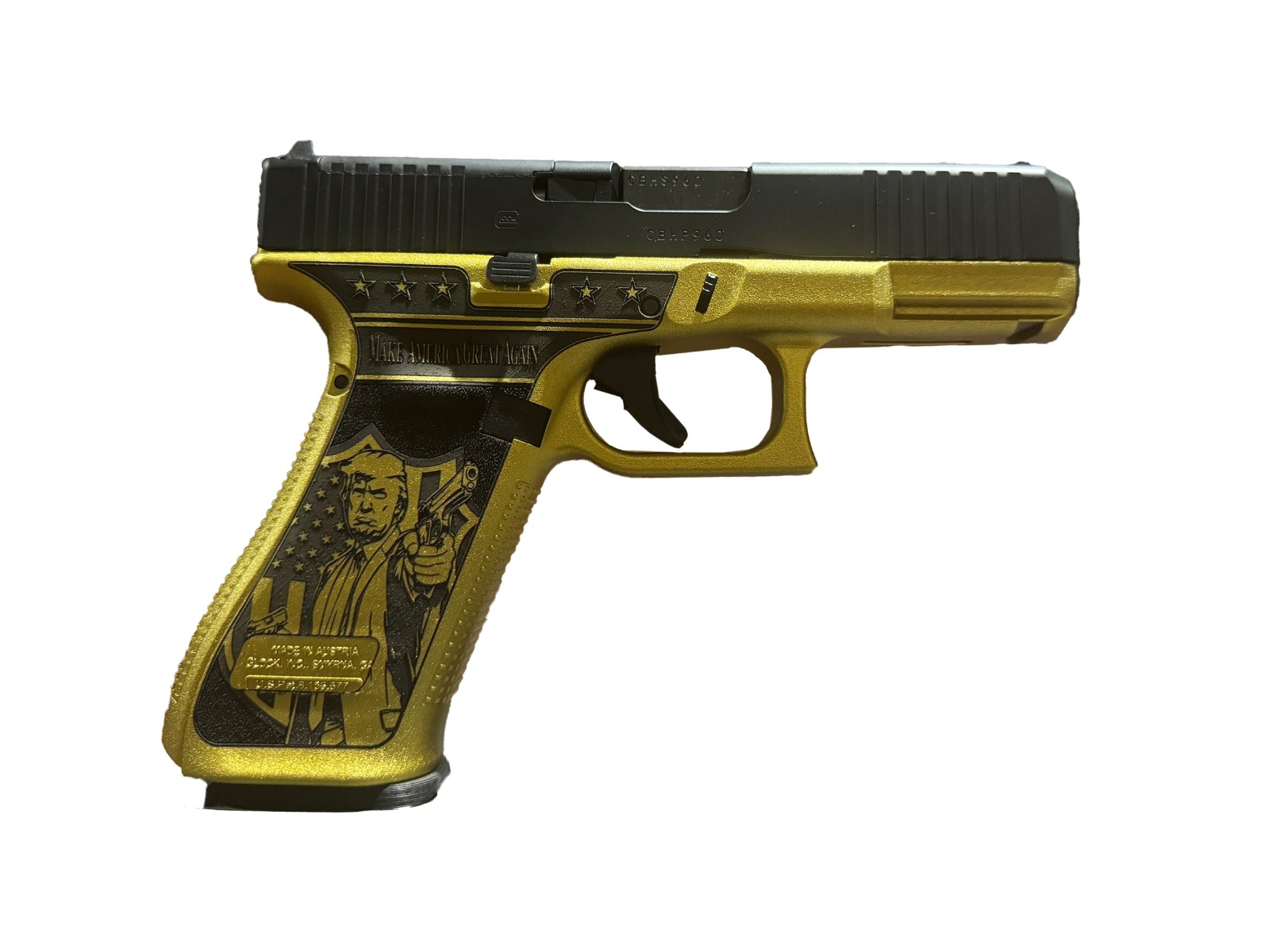 Glock G45 Gen5 MOS Don Wick 4.02" 9mm 17rd Pistol, Black / Gold Engraved - PA455S204MOSNDONWICK