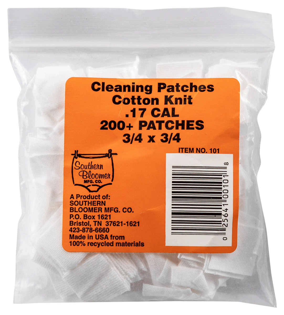 Southern Bloomer Cleaning Patches, .17 to .20, 200/pack - 101 - Southern Bloomer